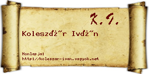 Koleszár Iván névjegykártya