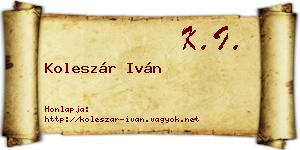 Koleszár Iván névjegykártya