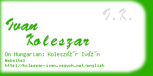 ivan koleszar business card